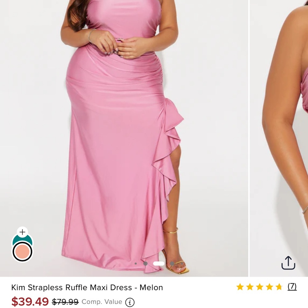 Strapless Pink Ruffle Maxi Dress